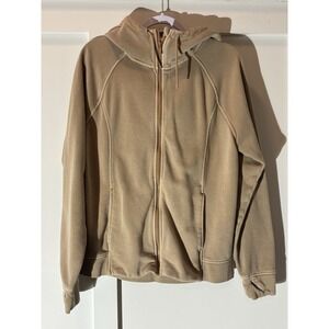 All In Motion Women's Fleece Full Zip Hooded Sweatshirt Brown/ Mustard Large